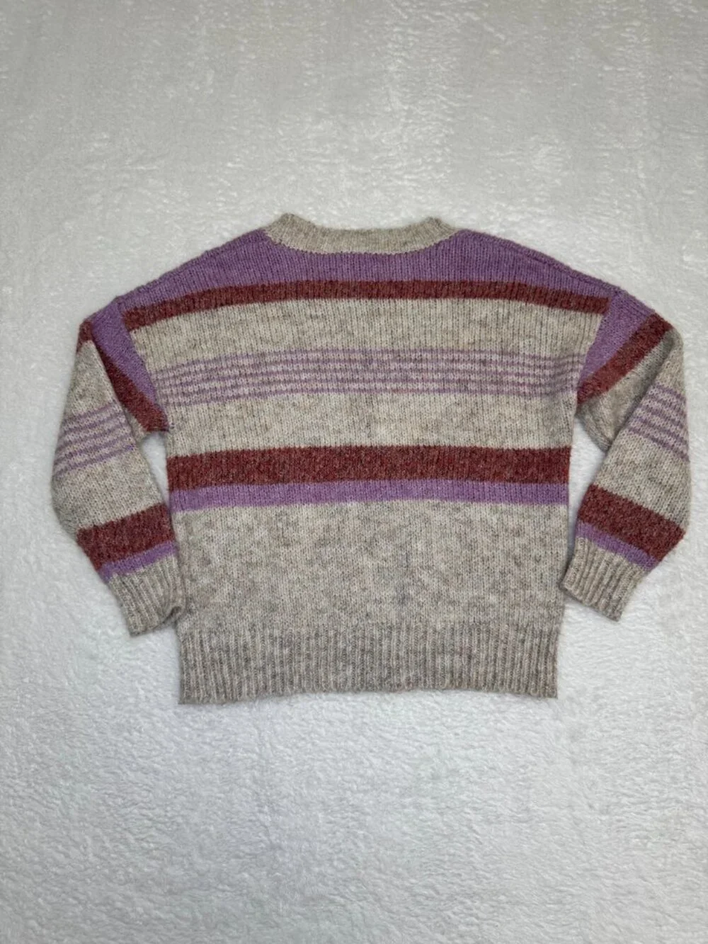 Heartloom Laylana Oatmeal Lilac Rust Striped Knit Sweater M